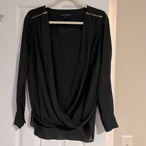 Zac & Rachel Size S Black Cross Front Blouse